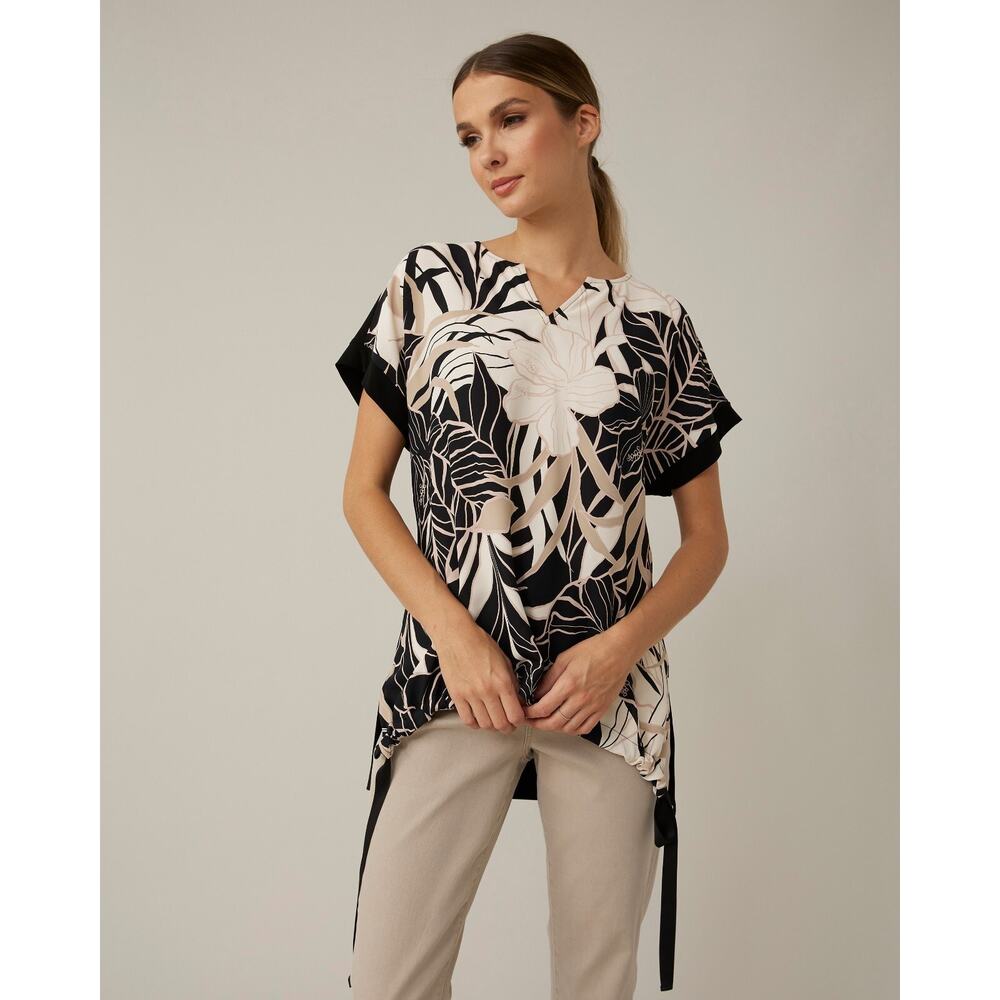 Joseph Ribkoff Tie Detail Top Style 221234 -- Beige/Black NWT